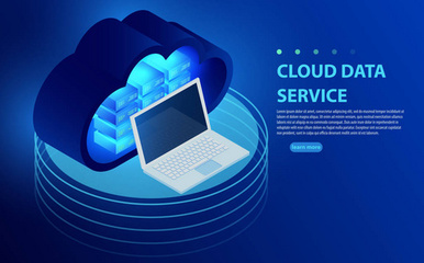 云數據中心、服務器機房圖標、信息請求處理、計算機技術